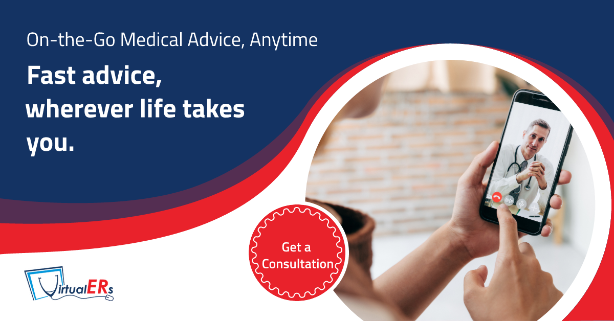 Patient consulting with a board-certified emergency physician via telemedicine on a smartphone