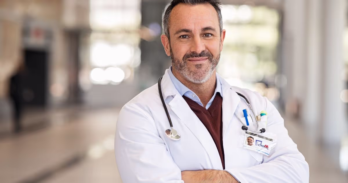 Board-certified emergency physician ready for a telemedicine consultation